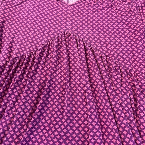 Lane Bryant Pink Purple Quatrefoil V-Neck A-Line Dress 18/20 Plus - Picture 3 of 9